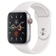 Apple Watch Series 5 GPS+Cellular 40mm Silver Aluminum Case with White Sport Band
