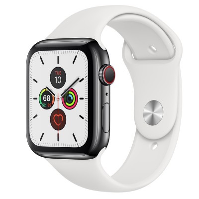 Apple Watch Series 5 GPS+Cellular 40mm Space Black Stainless Steel Case with White Sport Band  Apple Watch

