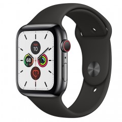 Apple Watch Series 5 GPS+Cellular 44mm Space Black Stainless Steel Case with Black Sport Band