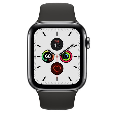 Apple Watch Series 5 GPS+Cellular 44mm Space Black Stainless Steel Case with Black Sport Band  Apple Watch
   1 
