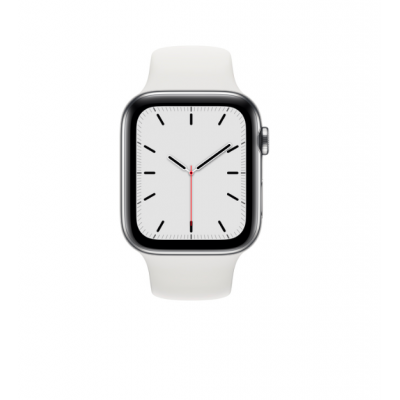 Apple Watch Series 5 GPS+Cellular 40mm Stainless Steel Silver with White Sport Band  Apple Watch
   1 