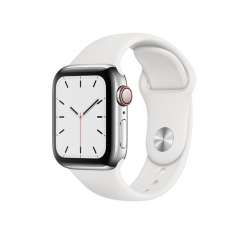 Apple Watch Series 5 GPS+Cellular 40mm Stainless Steel Silver with White Sport Band Apple Watch Series 5 GPS+Cellular 40mm Stainless Steel Silver with White Sport Band