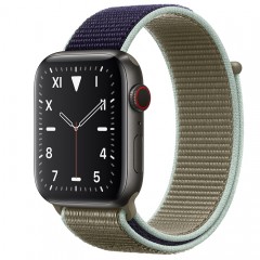 Apple Watch Series 5 GPS+Cellular 44mm Space Black Titanium Case with Khaki Sport Loop