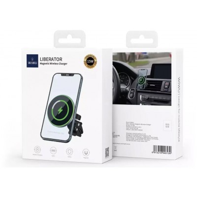 Автомобільне зарядне WiWU Liberator Magnetic Wireless Car Charger CH308 Black  Автомобільні утримувачі   2 