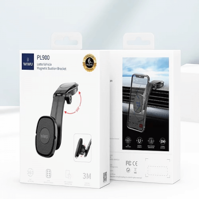 Автоутримувач WIWU PL900 Magnetic Suction Bracket Black  Автомобільні утримувачі   4 