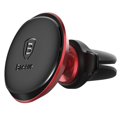 Автоутримувач Baseus Magnetic Air Vent Car Mount Holder with cable clip Red  Автомобільні утримувачі
