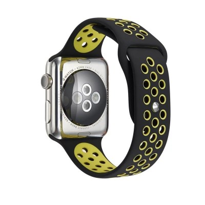 Ремінець Apple Watch 42mm Nike Sport Band Black/Green копія  Ремінці для Watch
