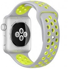 Ремінець Apple Watch 42mm Nike Sport Band Silver/Yellow копія